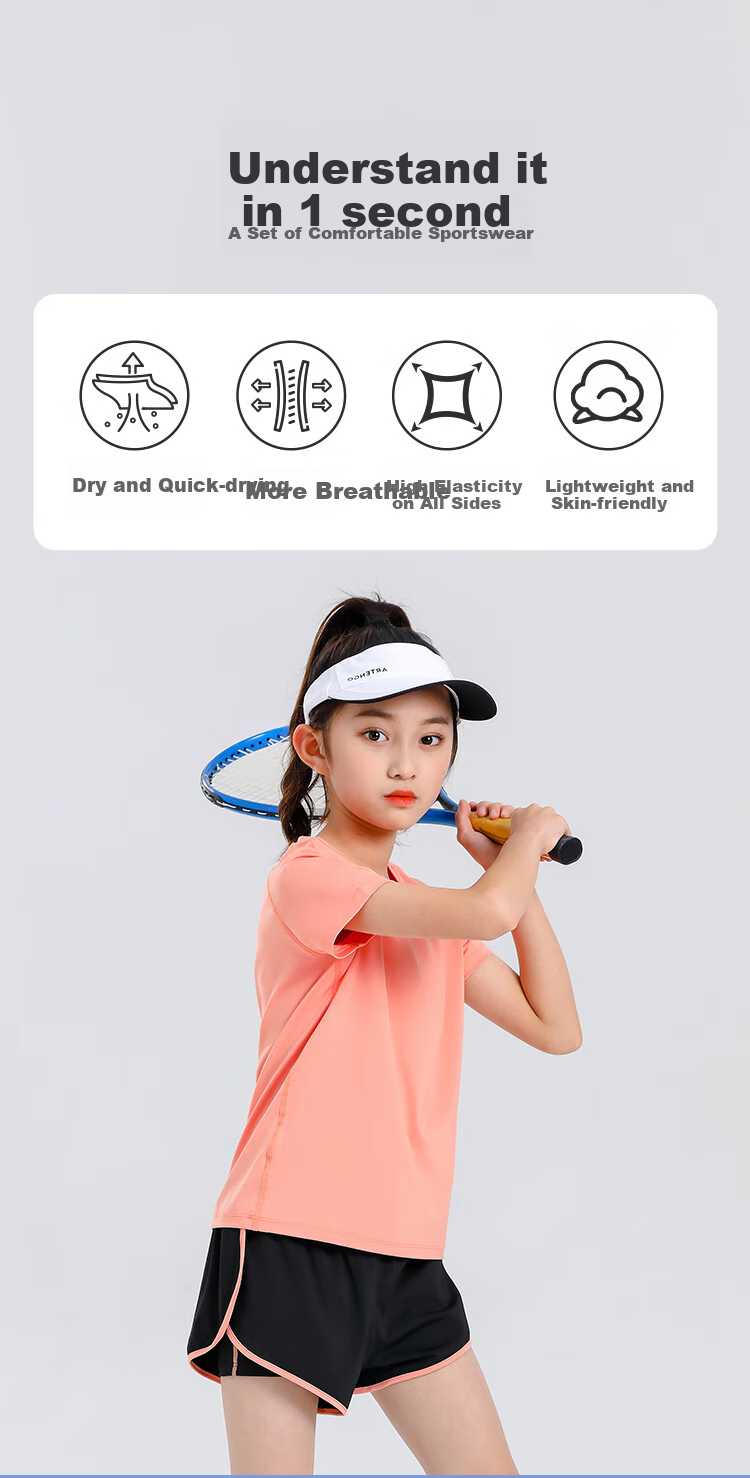 Fandimu [Parent-Child Sports Set] High-Elastic Breathable Adult And Children's Outfit for Running, Badminton, Basketball, Soccer Training Wear 2