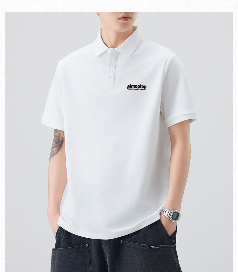 MMOPTOP Father's Day Suoluna Antibacterial Ice Silk Quick-Dry Polo Shirt, Summer Men's Business Casual Short Sleeve MP14 Black XL 6