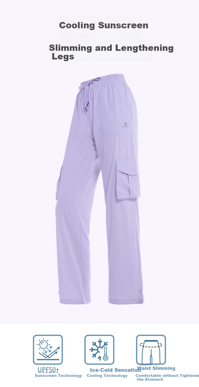 CAMEL Women's Paratrooper Cargo Pants, High-Waist, Spring/summer 2025 New Style, Loose Straight-Leg Pants, Breathable Sun Protection Casual Pants, XXL 1