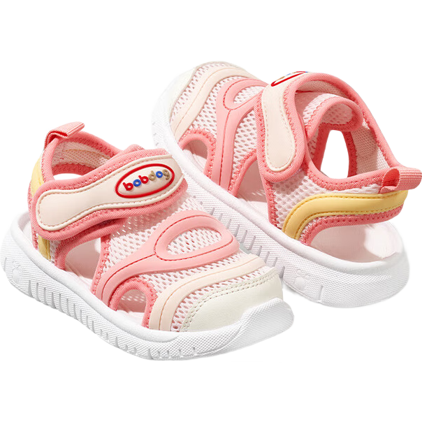 BOBDOG Children's Shoes, Baby Sandals, Toddler Walking Shoes, Summer Style, Soft Sole, Breathable Caterpillar Design, Functional Shoes for Boys And Girls, Peach Pink, Size 19