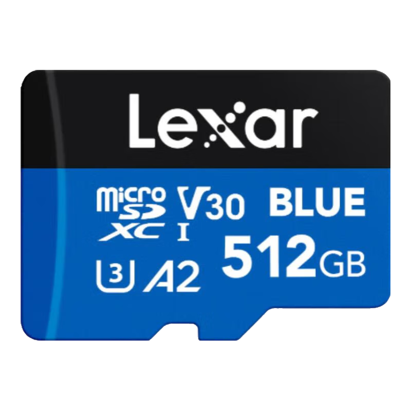 Lexar 512GB TF (MicroSD) Memory Card V30 A2 Read 160MB/s Gaming Console Tablet Dash Cam Video Memory Card 4K Ultra HD Recording (BLUE)
