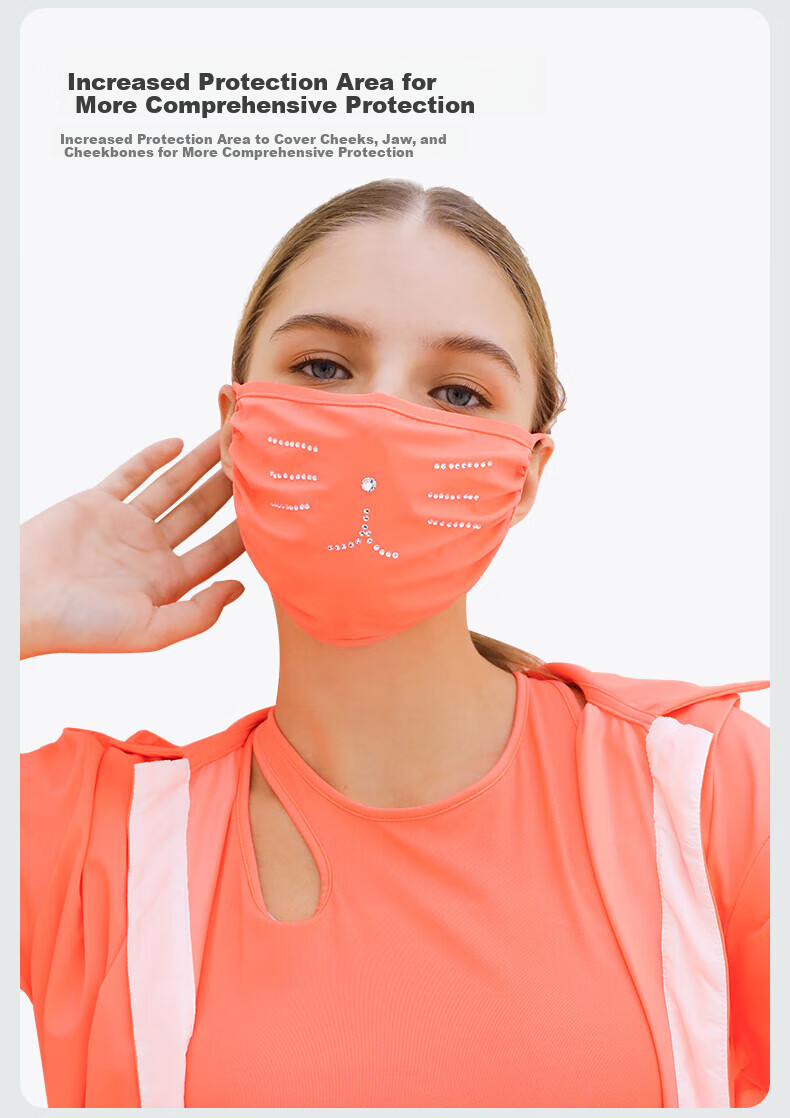 HOII Water Diamond Cat Sun Protection Mask, Breathable Cycling Face Mask, Dust-Proof, Anti-Pollution, UV-Resistant, Cute And Fashionable Red 5