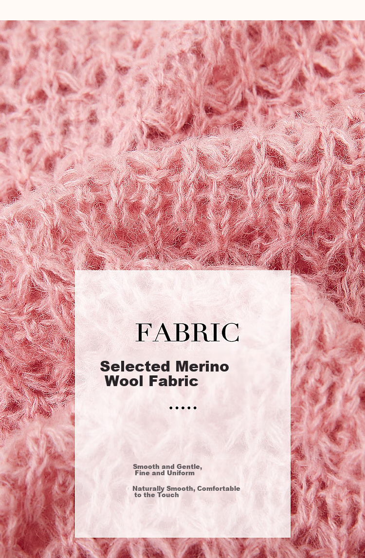 Dme [Containing Wool] Spring And Autumn Gentle V-Neck Hollow-Out Sweater, Body-Hugging, Girly Short Knit Top for Wome 8