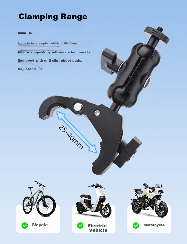 Earlymen Metal O-Ring Mount for Action Cameras, Compatible with DJI Action 5 Pro/Insta360 Ace Pro 2/Go 3s/Gopro 13 And Other Universal Cycling Mounts And Motorcycle Mounts 3
