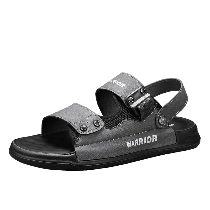 Huili Men's Shoes, Summer New Style Sandals, Soft-Soled Casual Versatile Slippers, Dual-Use Shoes for Men, 1329 Gray-Black, Size 41