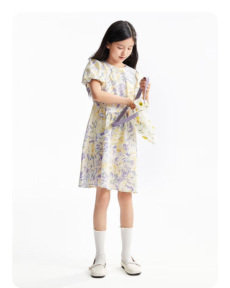 Annil Girls' Dress, 2025 Summer New Style, Pure Cotton, Fresh And Sweet, Moisture-Absorbing, Breathable, Bubble Skirt 7