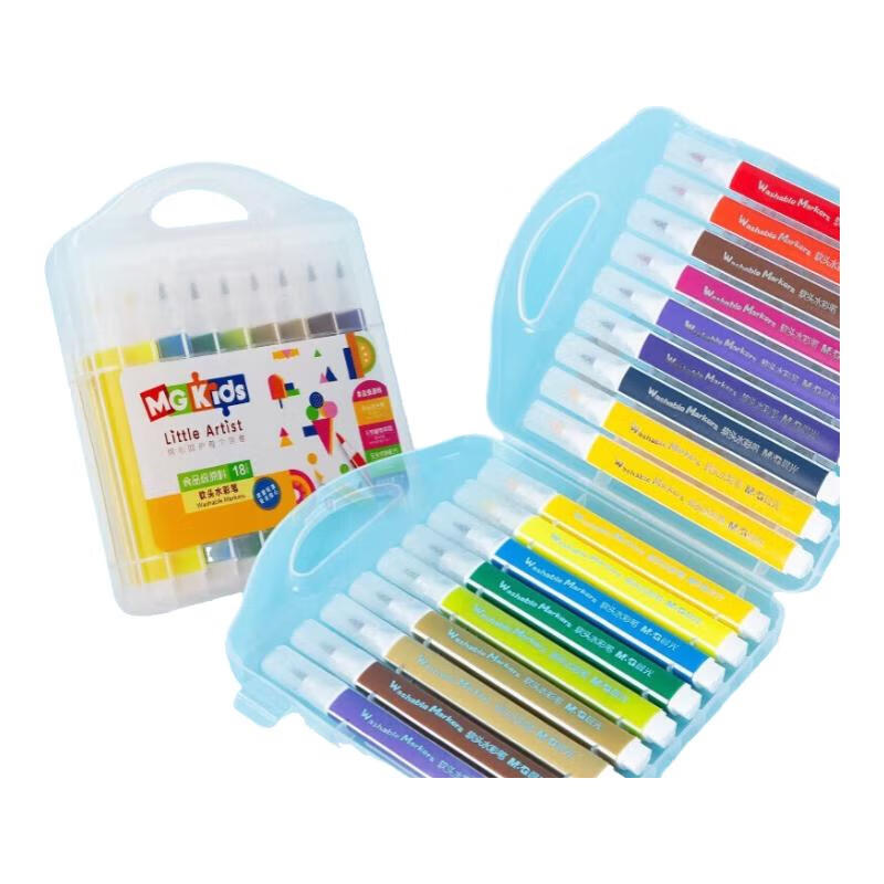 M&G 18-Color Soft-Tip Watercolor Markers, Food-Grade Ingredients, Washable, Safe Cap, Children's Doodle Pens, Single Box ZCPN0384 Watercolor Markers