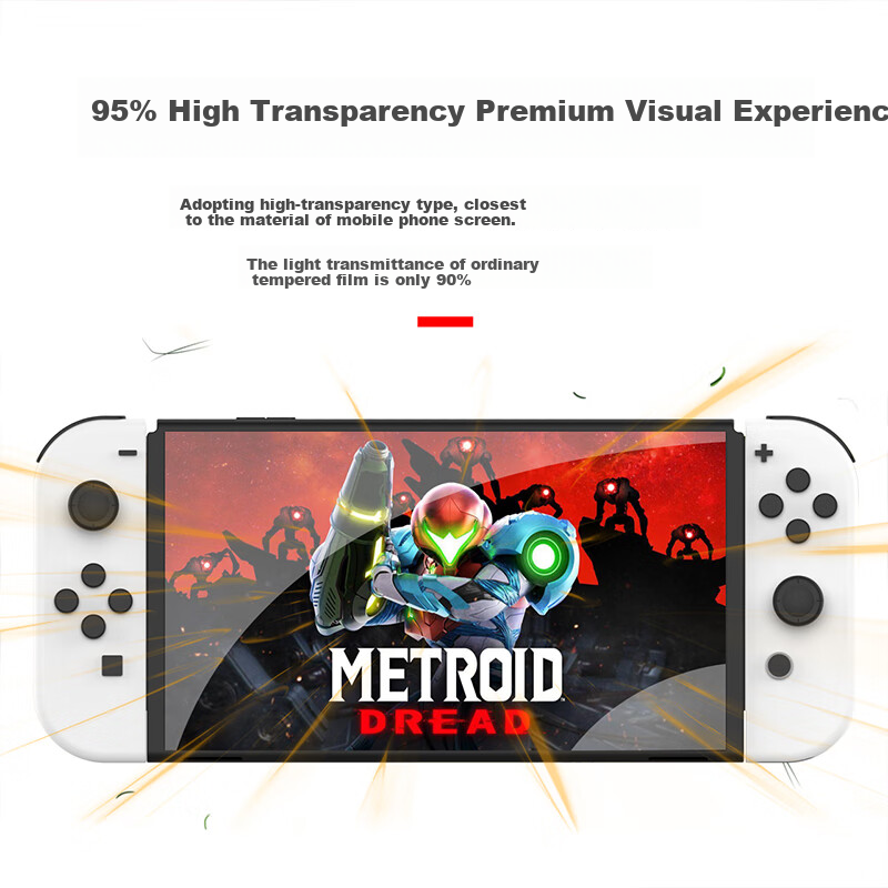 Liangzhi Compatible with Nintendo Switch First Generation OLED Game Console Tempered Glass Screen Protector, Shatterproof And Scratch-Resistant, Full Screen Coverage, High Definition, Anti-Fingerprint, Console Film NS Accessory L559