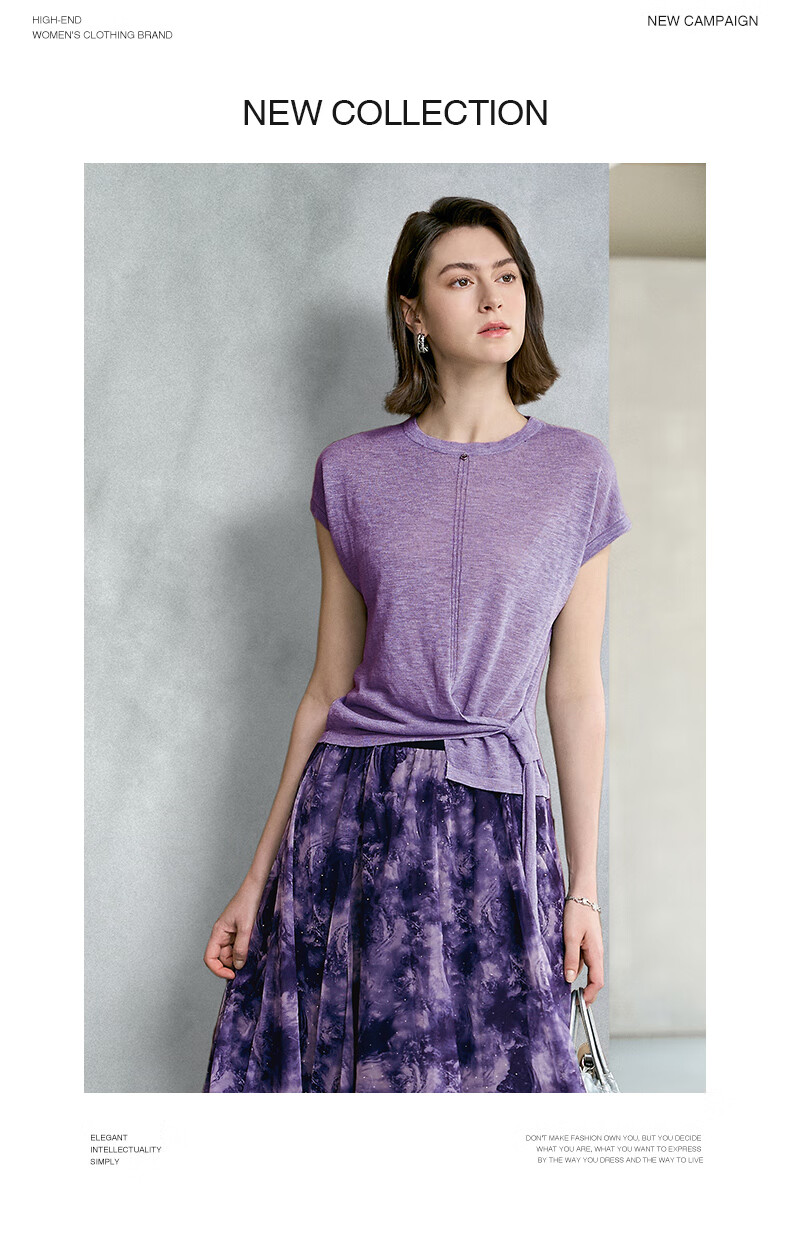 YANYEE Women's Short Sleeve Knit Top 2025 Summer Waist-Tie T-Shirt Purple L 13