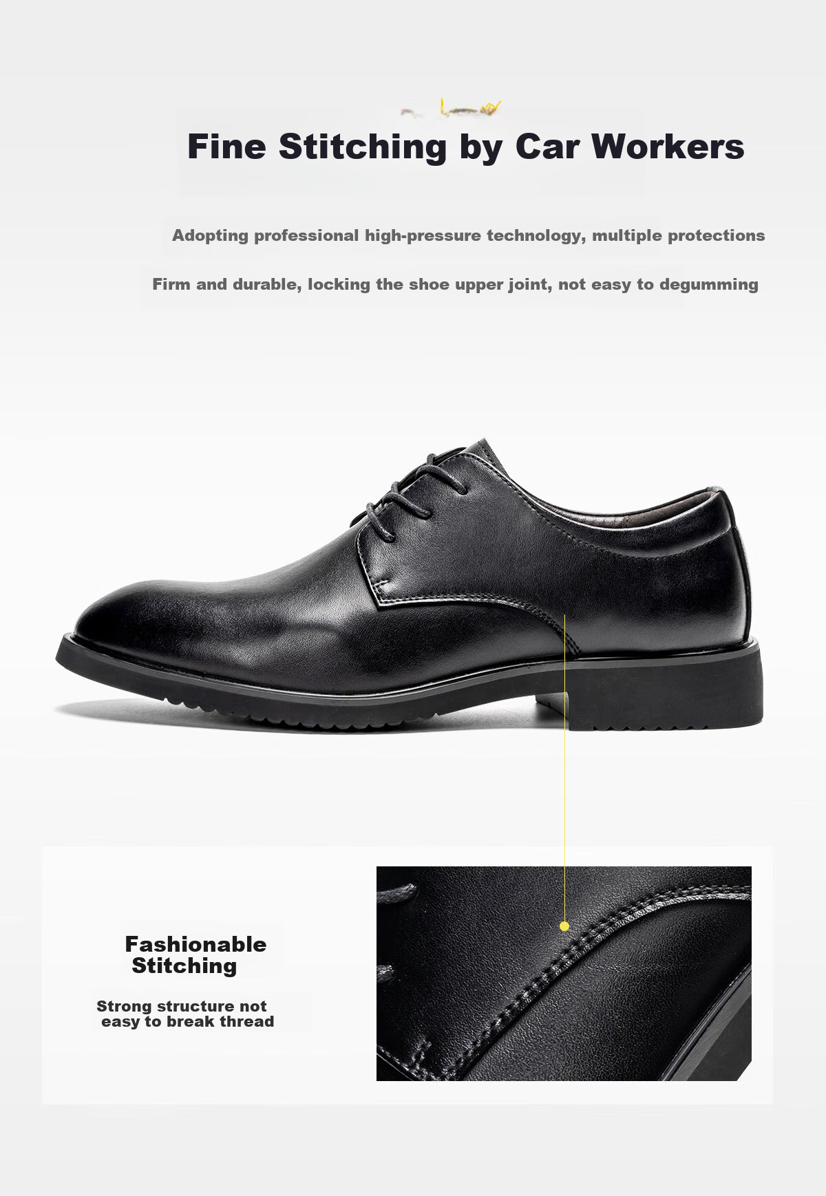 Huili Leather Shoes for Men, Business Casual Shoes, Fashionable Versatile Wedding Groom Formal Derby Shoes, Black (Height Increasing), Size 44 9