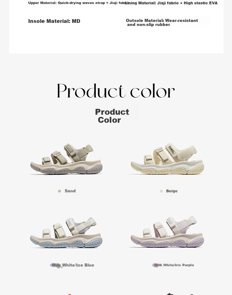 CAMEL Summer Outdoor Velcro Sandals for Men And Women, Quick-Drying Water Shoes for Stream Trekking And Beach, F14B162007 9