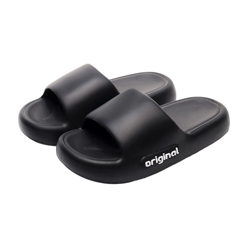 XGGC Men's Summer Indoor Home Bathroom Non-Slip Thick Sole Slippers Black Size 36-37