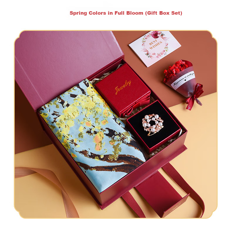 Hangsifu Silk Scarf for Women, Summer Gift Box, Shawl, Outer Wrap, Practical Birthday Present for Mom And Wife, Mid-Autumn Festival Gift 16
