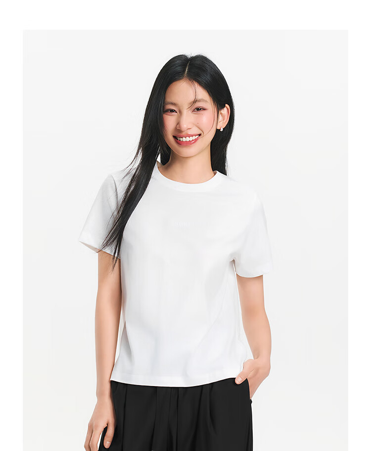 Semir Women's Short-Sleeve T-Shirt, Summer Cropped Style, Regular Shoulder, Slim Fit, Slimming Effect, Printed Top, 101325100017 3