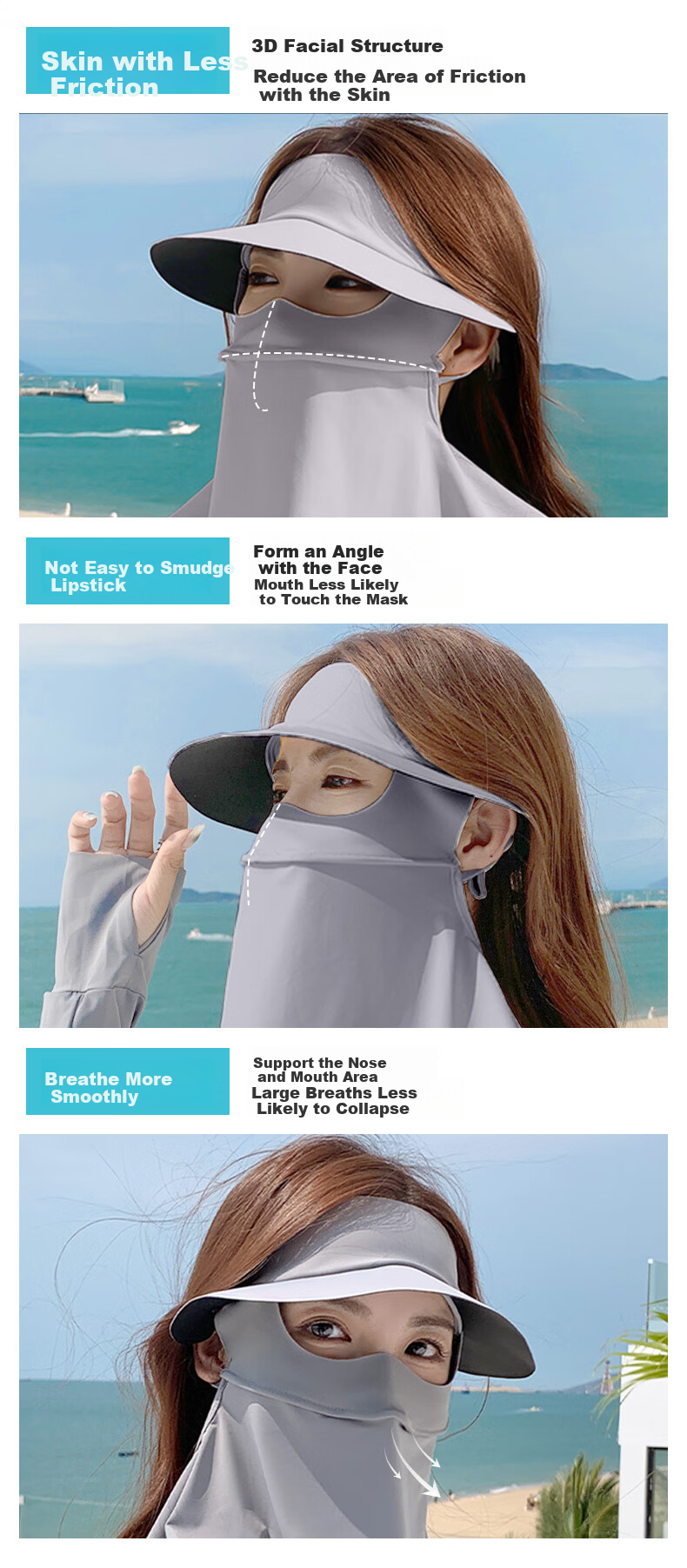 FitonTon Sun Protection Face Mask for Women, Neck Guard, Face Covering, Summer Outdoor Cycling UV-Resistant Full-Face Sunshade Mask for Wome 10