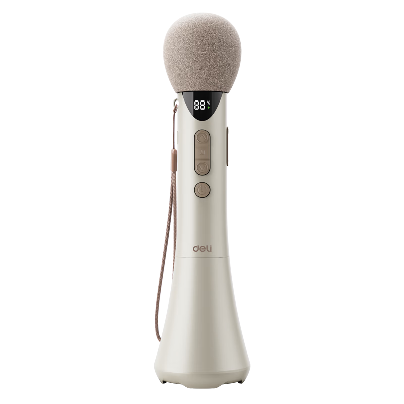 Deli 15W High-Power Karaoke Microphone Speaker All-In Handheld Microphone Wireless Lavalier Amplifier Speaker for Teaching, Tour Guide, Speech, Teacher Birthday Gift White