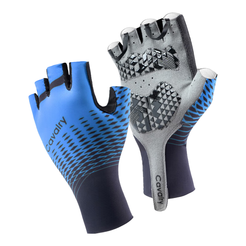 CAVALRY Cycling Gloves for Men And Women, Summer Sports Non-Slip Breathable Half-Finger Outdoor Road Bike Gloves, Blue M