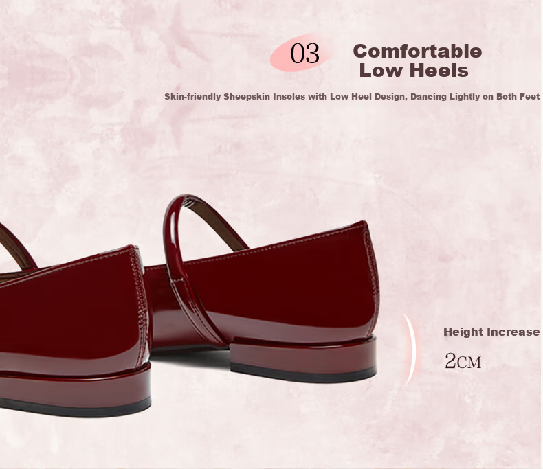 BASTO [Qiao Xin Same Style] Monet Garden 26 Autumn Beautiful Red Mary Jane Shoes, Women's Flats, Wedding Shoes 10