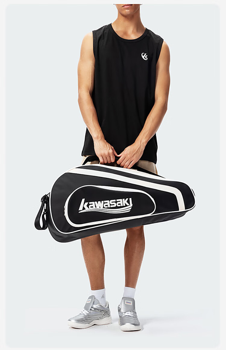KAWASAKI Badminton Bag, Borderless Retro Handbag, 6-Racket Capacity, Large-Capacity Sports Bag, Tennis Bag C8612, Brow 10