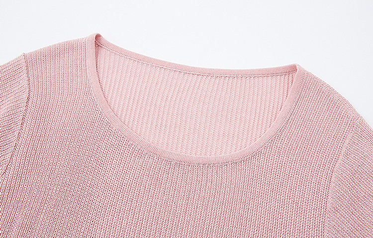 Demana Natural Linen Summer Elegant Round Neck Short Sleeve Loose Knit Top for Petite Women 14