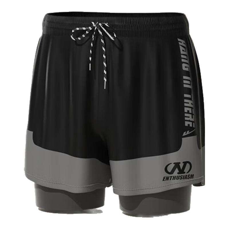 Huili Men's Swim Shorts, Hot Spring Swim Trunks, Anti-Embarrassment, Quick-Drying, Large Size, Swimming Shorts 25041, Black, Size L