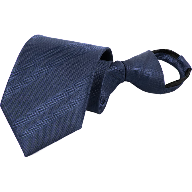 GLO-STORY 8cm Zipper Tie for Men, No-Tie One-Pull Wedding Business Formal Wear Gift Box Set, Blue Twill