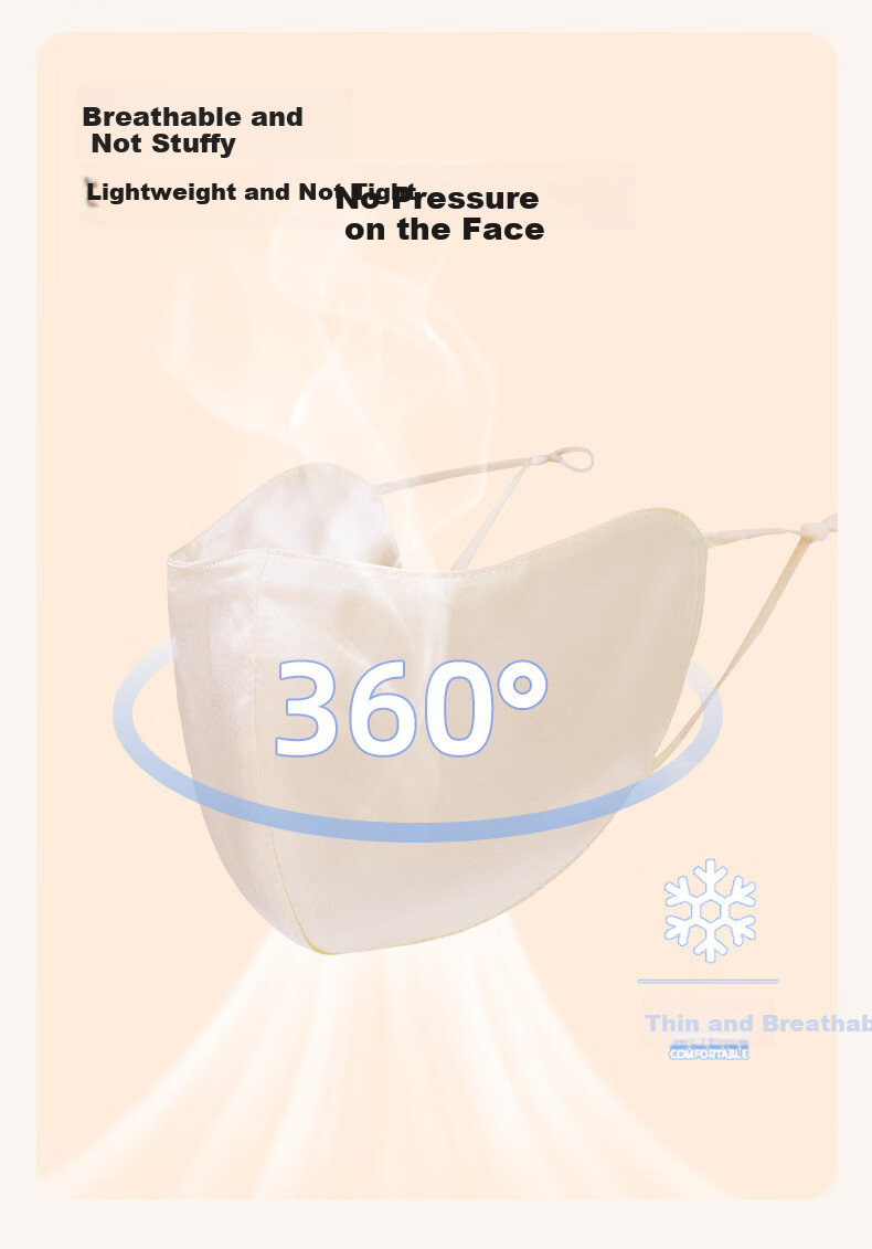 MOERCIAN 100% Silk Face Mask for Women, Sun Protection Mask, Mulberry Silk, 3D Shaped, Outdoor UV Protection Face Mask 9