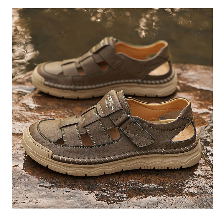 Bull Family Summer New Men's Hollow Breathable Sandals Outdoor Casual Water-Resistant Creek Shoes 15