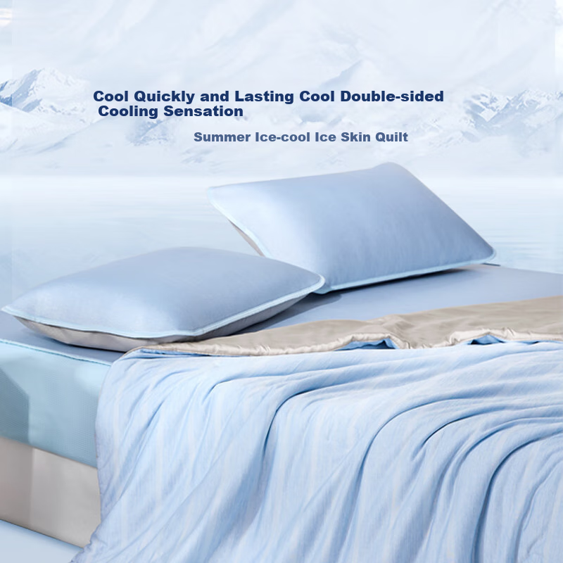 LUOLAI Home Textiles Deep Sleep Ice Silk Comforter 3.0 Class A Washable 60-Count Tencel Cool Summer Quilt Blue 1.8 Meters 1