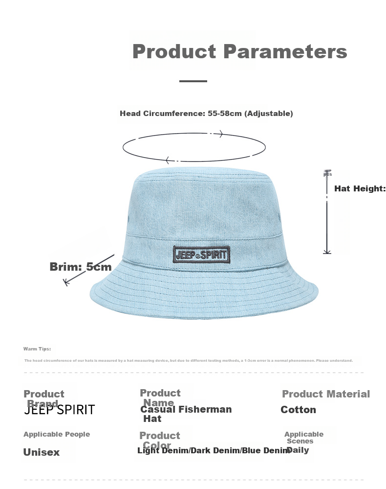 JEEP Men's Fashionable Versatile Trendy Fisherman Hat, Foldable, Suitable for Couples, Fishing Cap, Sports Cycling Outdoor Use 5