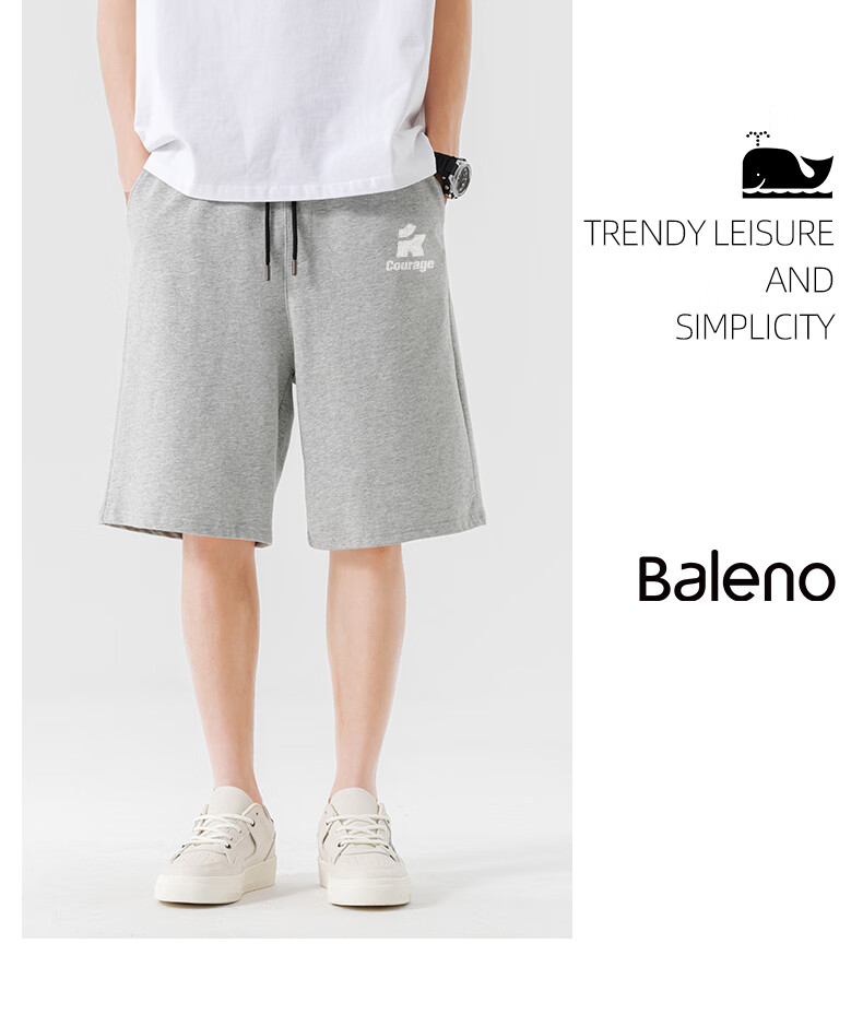 Baleno Cotton Sports Shorts for Men, Summer Loose Breathable Home Casual Thin Shorts for Outdoor Wear, Student Gray Mid-Length Shorts 14