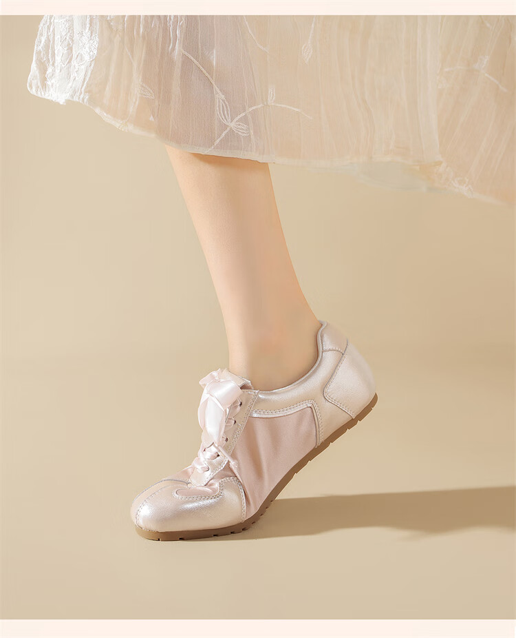 DAPHNE Song Xi Same Style Ballet Training Shoes, Women's New Sneakers, Casual White Shoes, Beige, Size 37 12