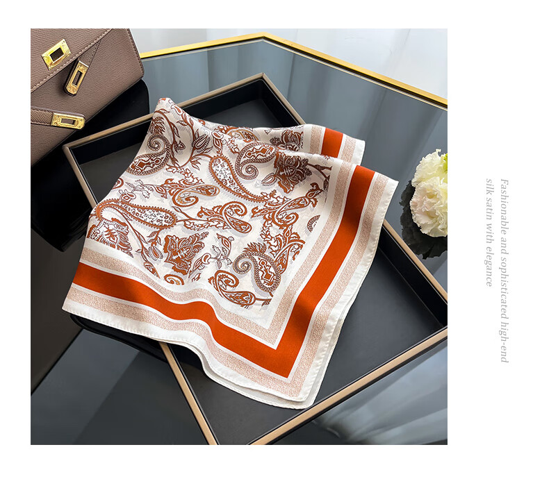 Hangsilk Road Mulberry Silk Small Square Scarf Genuine Silk Scarf Inner Wear Scarf Birthday Gift for Mom High-End Holiday Gift for Women Pink Yellow 8