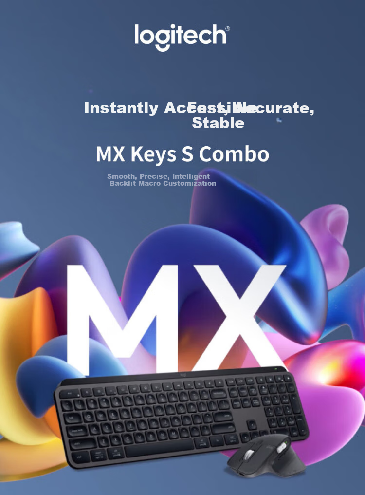 Logitech MX KEYS S COMBO Enterprise Wireless Keyboard And Mouse Combo, Premium Business Office Set, MX Keys S + MX Master 3s Black 1