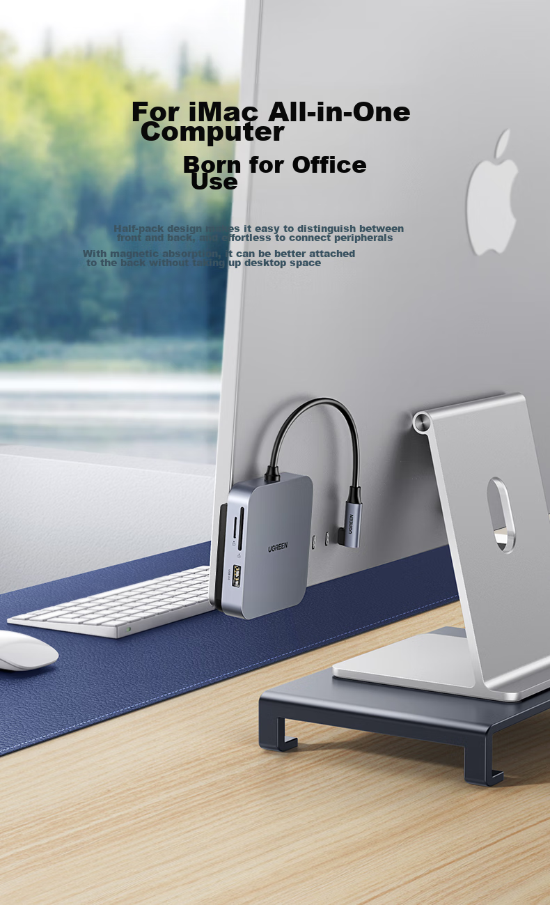 UGREEN Type-C Expansion Dock Compatible with Apple iMac, Magnetic Expansion Hub, Multifunctional USB Hub, Card Reader, Data Transfer, Laptop 4
