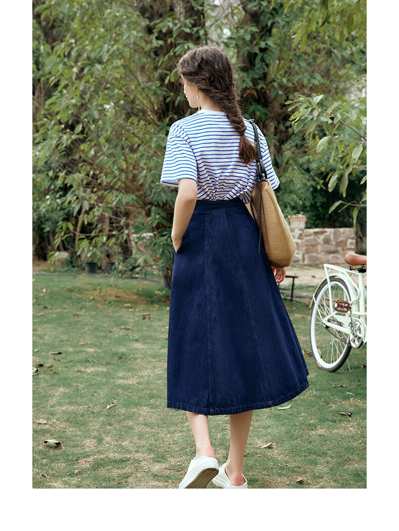 Olrain Blue and White Striped Short Sleeve T-Shirt Summer New Fashion Youthful Top Blue and White Stripes XL 16
