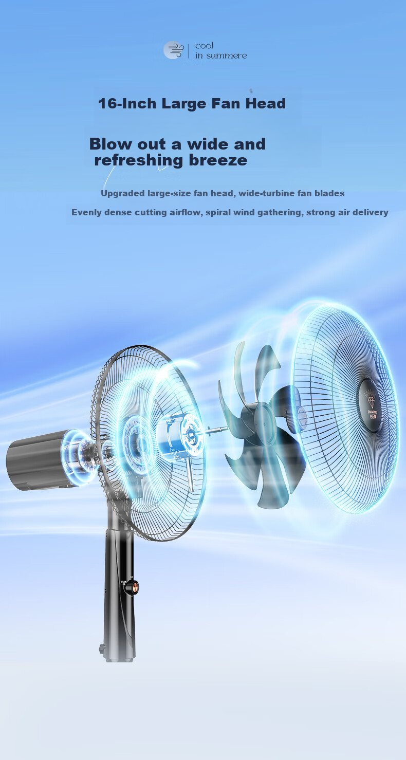 Diamond Brand [18 Inch + Pure Copper Motor + Level 1 DC Inverter] Household Standing Floor Fan Adjustable Industrial Fan Strong Wind DFS-ZFM05L 6