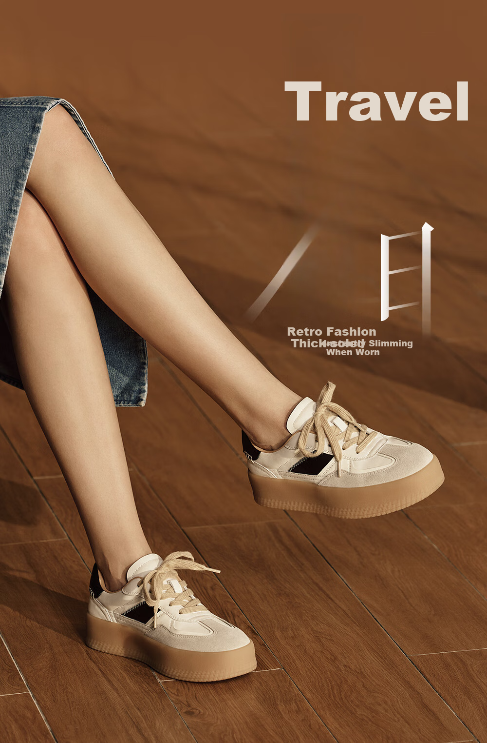 73Hours Celebrity-Inspired Women's Shoes, New Casual Style for Travel, Color-Block Platform Round-Toe Dexun Shoes, Fashionable 1
