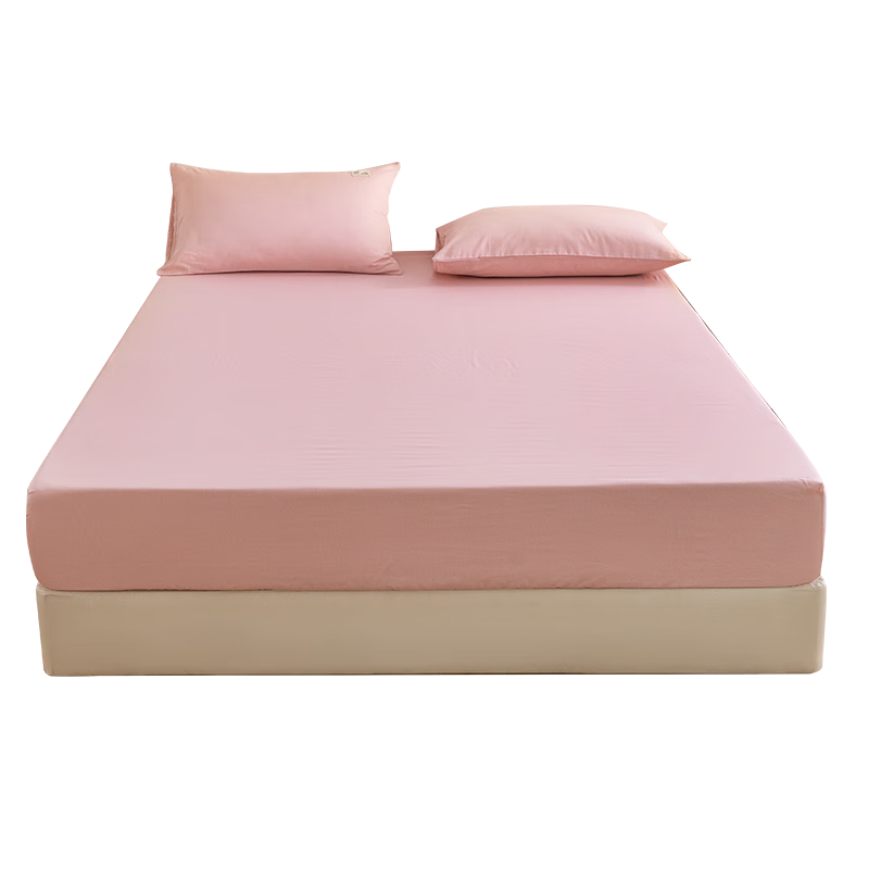 Hengyuanxiang 100% Cotton Fitted Sheet Single Piece Class A Antibacterial Mattress Protector Cover Breathable Pink 180*200cm