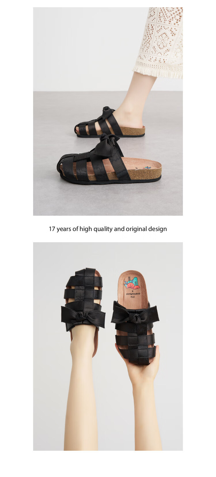 J&M Bogen Women's Outdoor Roman Sandals, Hole Shoes, Closed-Toe Slippers, Beach Slippers, Women's Black, Size 37 1