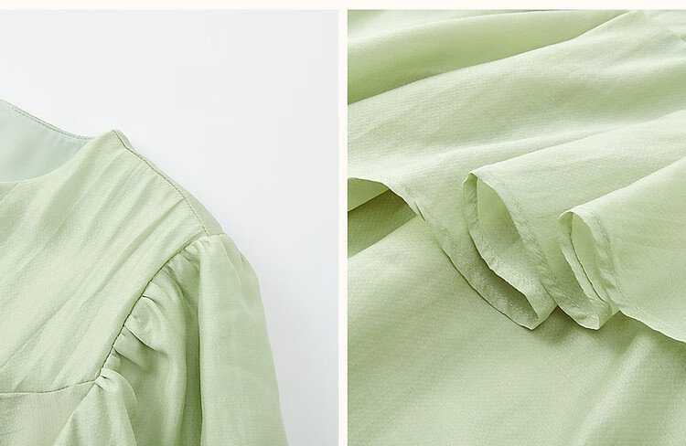 Dme [Luorimian] Summer Breathable Lyocell Tencel Shirt with Asymmetric Ruffle Collar And Puff Sleeves Top 13