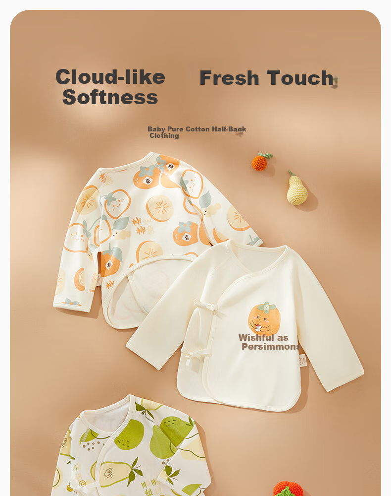 Shiyuejiejing Half-Back Shirt Baby Clothes Pure Cotton for Boys And Girls Newborn Spring Summer Top Four Seasons Monk Robe Class A 1