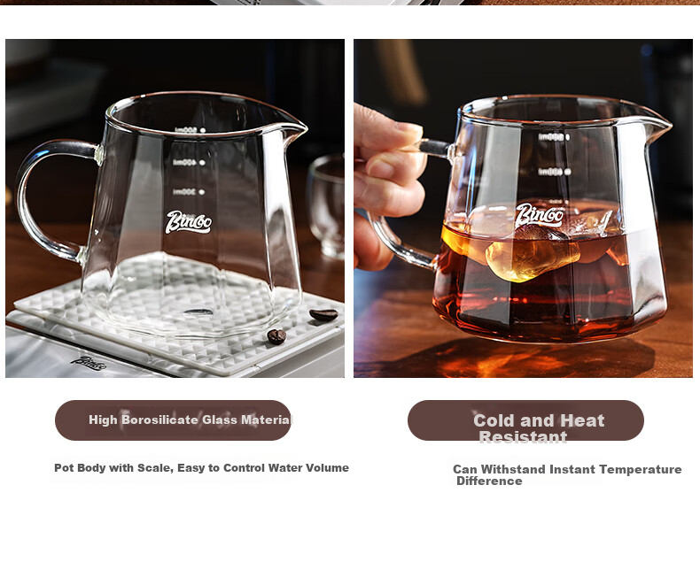 Bincoo Coffee Sharing Pot Glass Pour-Over Coffee Set with Scale V60 Filter Cup Drip Coffee Cup 4
