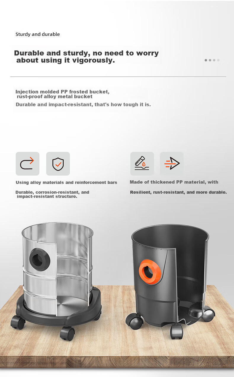 Yili Industrial-Grade Vacuum Cleaner for Commercial And Home Use, Tile Grouting, Wet And Dry Blowing, Car-Mounted Water Absorbing And Dust Removal Device with Strong Suction, Corded Handheld Barrel Vacuum Cleaner 6263-15L 5
