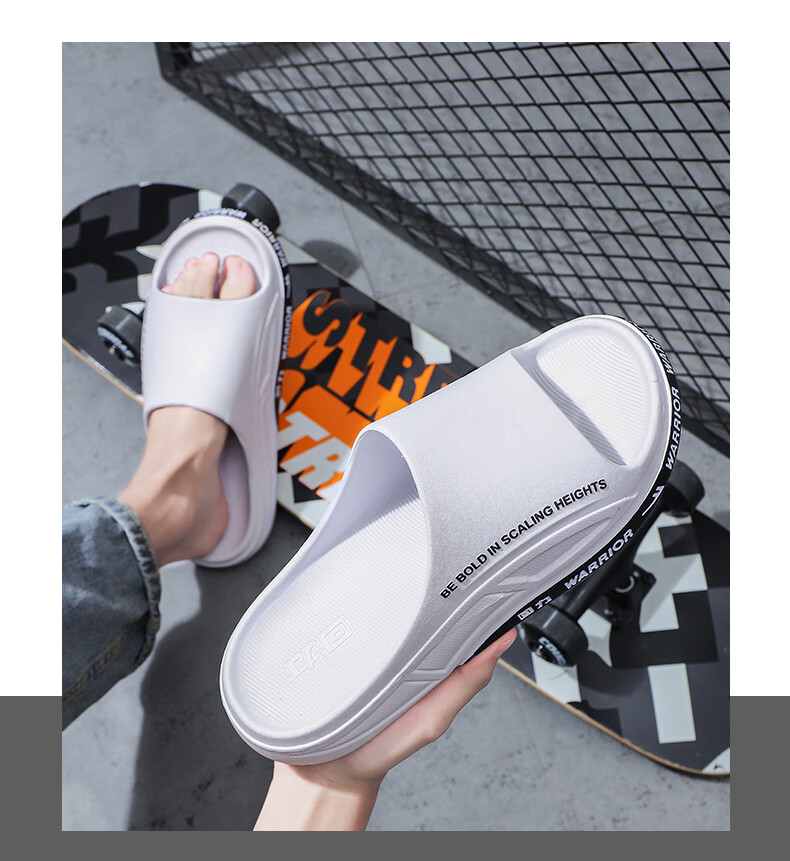 Warrior Men's Non-Slip Deodorizing Sandals, Comfortable Summer Outdoor Indoor Home Bathroom Slippers 3B22 White And Black 44-45 2