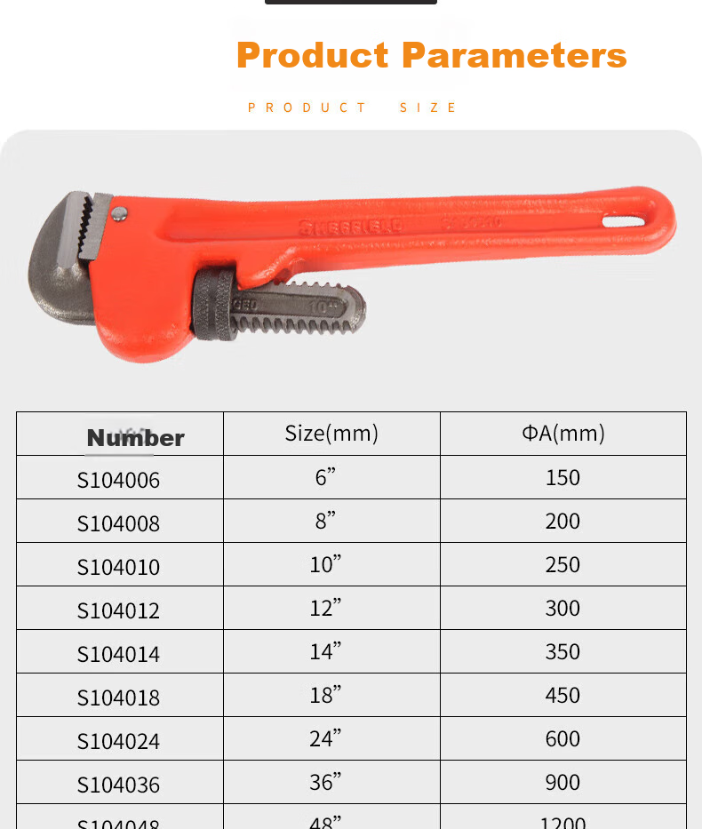 Gangdun SHEFFIELD S104018 Pipe Wrench, 18-Layer Heavy-Duty Pipe Pliers, Water Pipe Wrench 2