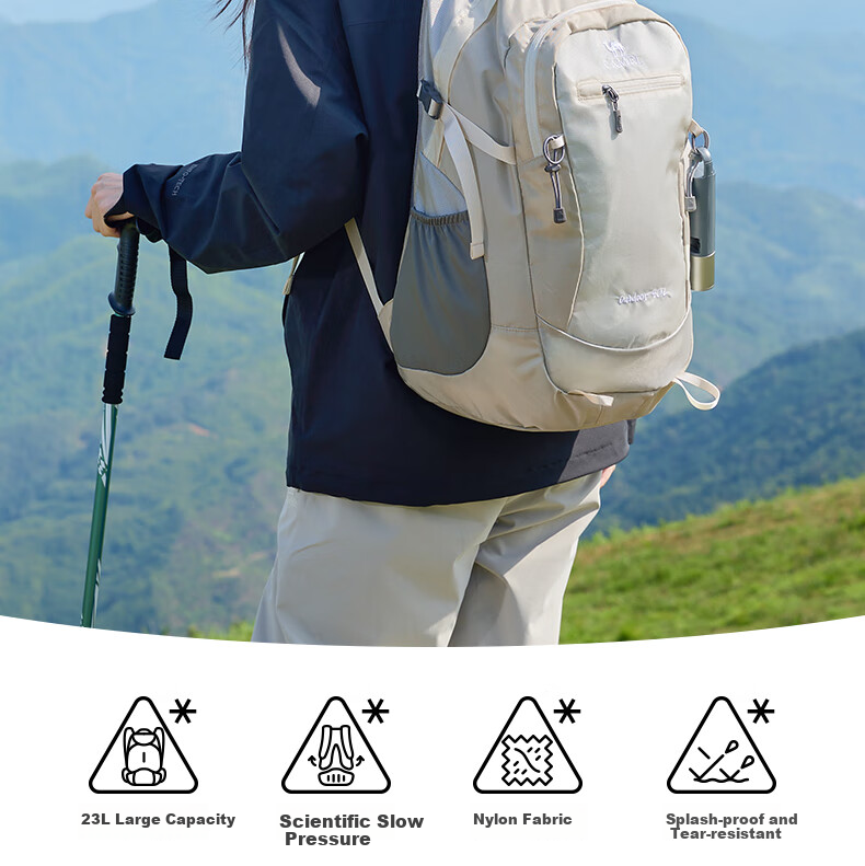 CAMEL Outdoor Sports Backpack for Men And Women, Hiking Travel Casual Waterproof Rucksack A1W3AZ104A Light Khaki 2