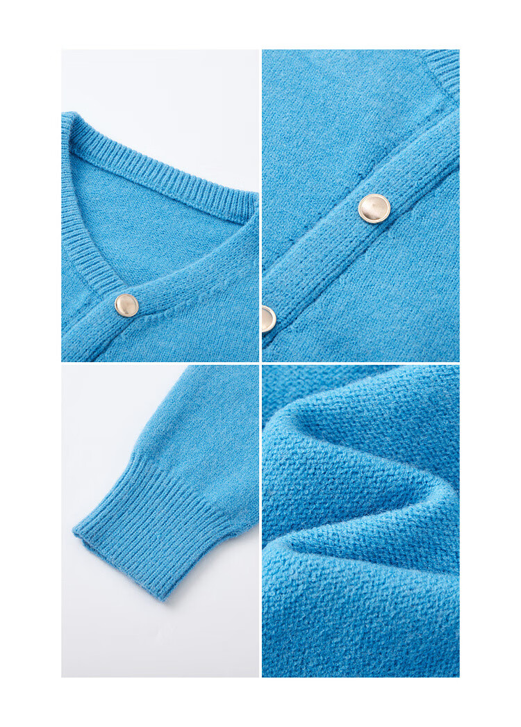 Mt Sky Blue Series Spring Fashion Faux Placket Slimming Commuter Knit Sweater Top 11