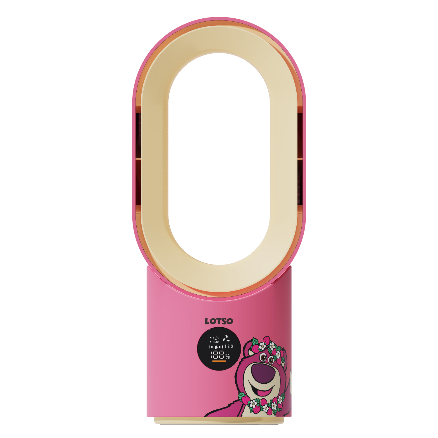 Big Ear Fox Disney Desktop Mini Fan Mist Cooling Small Air Conditioner Bladeless Oscillating USB Rechargeable Student Dormitory Desk Small Electric Fan Long Battery Life Strawberry Bear