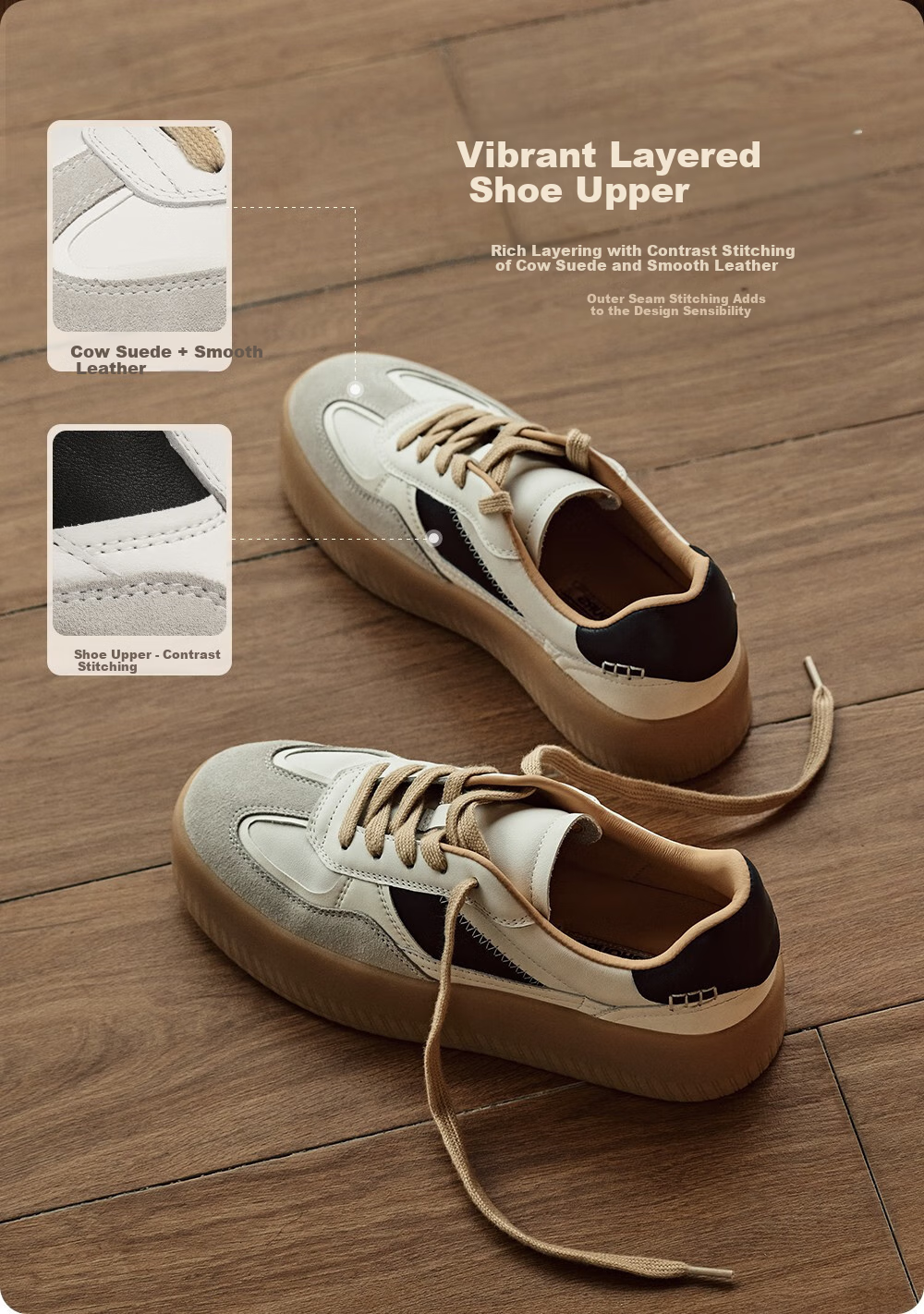 73Hours Celebrity-Inspired Women's Shoes, New Casual Style for Travel, Color-Block Platform Round-Toe Dexun Shoes, Fashionable 8